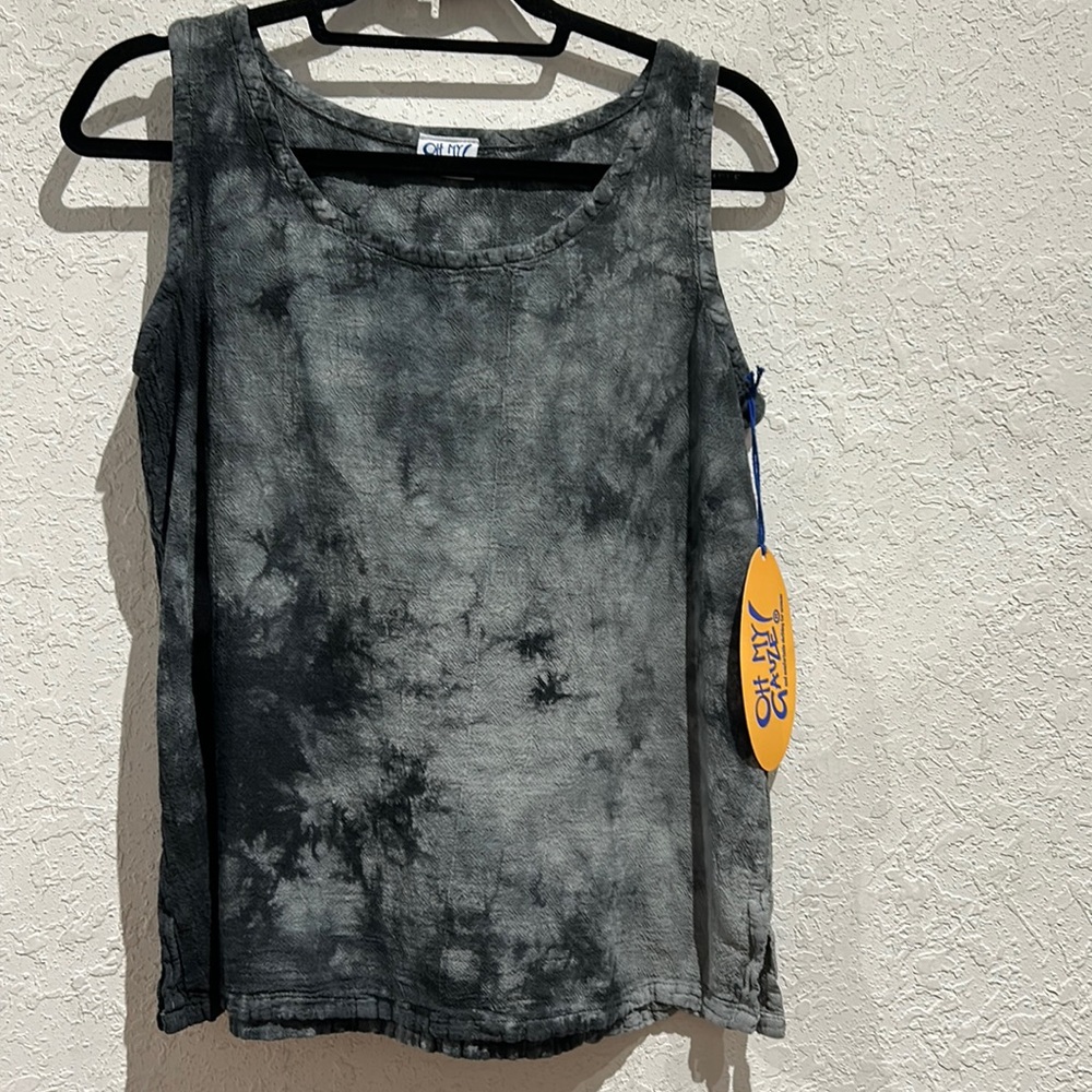 Oh my Gauze tank in washed black nwt